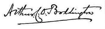 Signature of Arthur Cavendish Onslow Boddington, b.1846